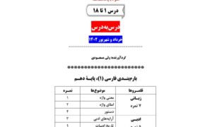 مجموعه سوالات نهایی فارسی دهم کلیه رشته ها + پاسخنامه